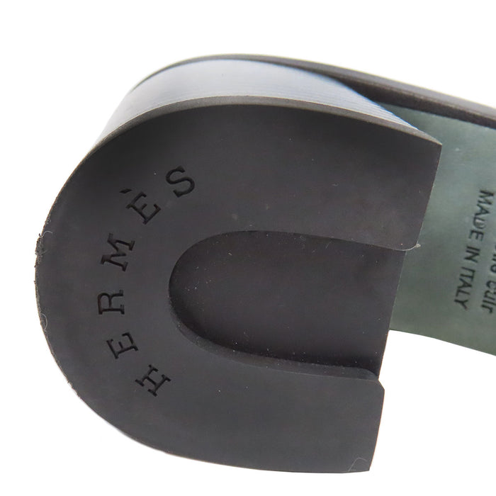HERMES 
レザー ミュール 馬車金具 ゴールドカラーメタル 
ヴィラ サンダル エクスリブリス