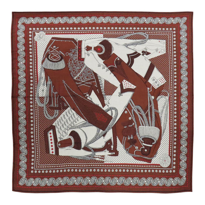 HERMES 
ズアヴとドラゴン カレ140 シルク カシミヤ 
カレジェアン Zouaves et Dragons Bandana