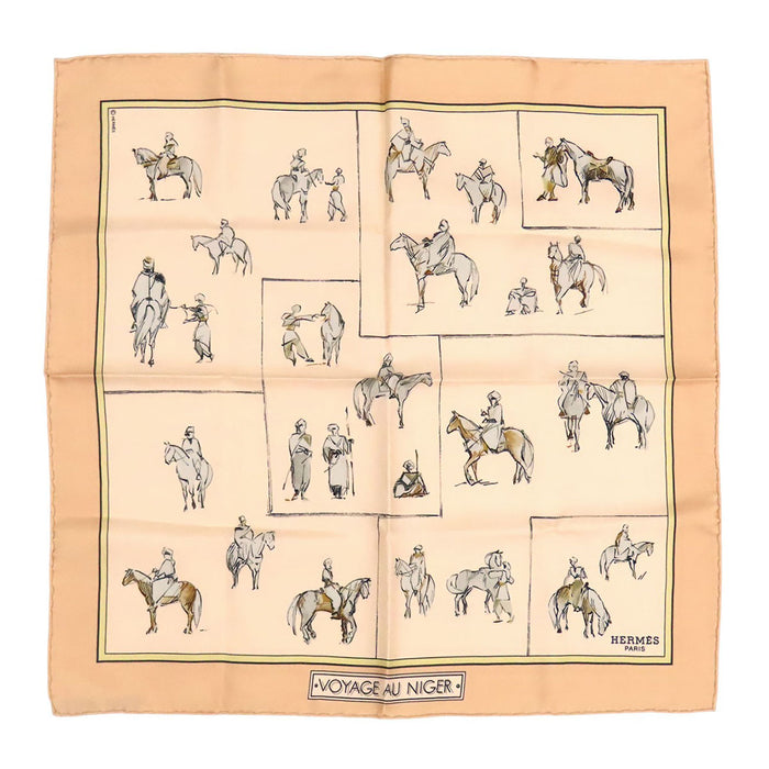HERMES  
Silk Petit Carré Horse  
Carré 45 VOYAGE AU NIGER Scarf - Journey to Niger