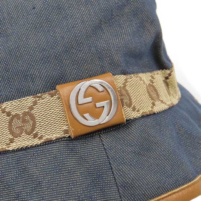 GUCCI
Cappello a secchiello in tela GG con rifiniture in pelle e logo