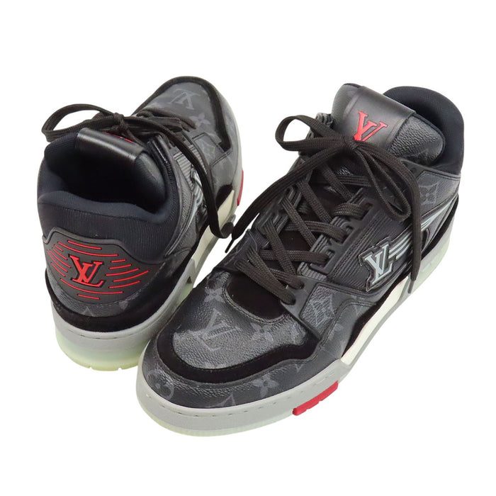 LOUIS VUITTON  
Leather Lace-Up  
LV Trainer Line Sneakers  
Monogram Eclipse