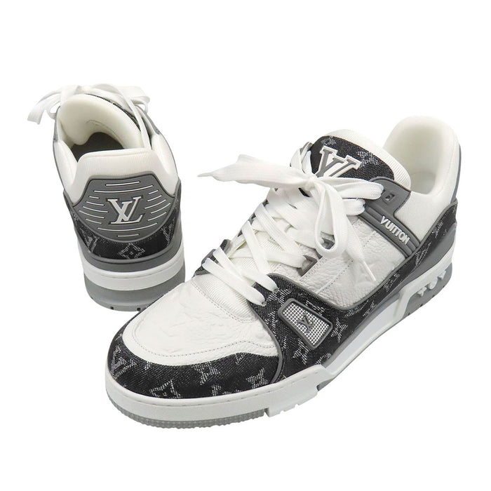 LOUIS VUITTON 
ローカット レザー レースアップ 
LV トレイナー ライン スニーカー 
モノグラムデニム