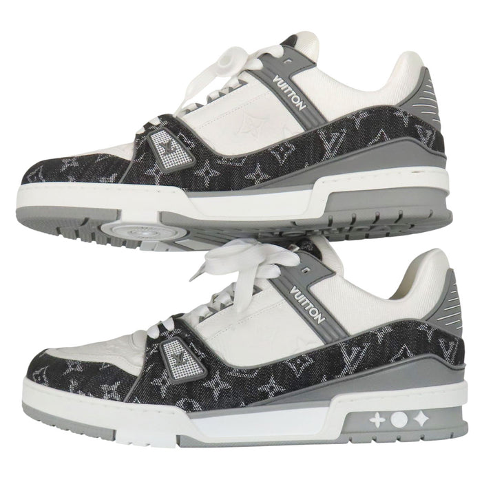 LOUIS VUITTON 
ローカット レザー レースアップ 
LV トレイナー ライン スニーカー 
モノグラムデニム