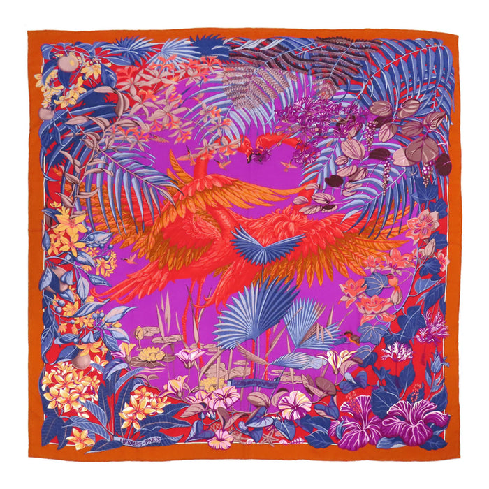 HERMES 
カレ140 カシミヤ混 シルク混 大判 
カレジェアン FLAMINGO PARTY フラミンゴ パーティ スカーフ