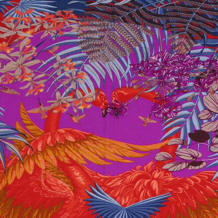 HERMES 
カレ140 カシミヤ混 シルク混 大判 
カレジェアン FLAMINGO PARTY フラミンゴ パーティ スカーフ