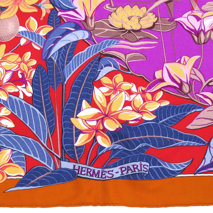 HERMES 
カレ140 カシミヤ混 シルク混 大判 
カレジェアン FLAMINGO PARTY フラミンゴ パーティ スカーフ