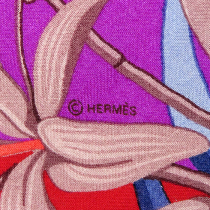 HERMES 
カレ140 カシミヤ混 シルク混 大判 
カレジェアン FLAMINGO PARTY フラミンゴ パーティ スカーフ