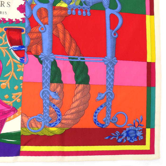 HERMES 
カレ140 カシミヤ シルク 
カレジェアン Della Cavalleria デッラ カヴァッレリア
