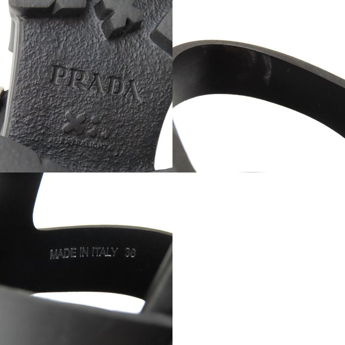PRADA  
Sandali in gomma Monolith con logo triangolare a piastra triangolare