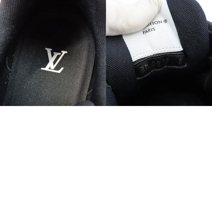 LOUIS VUITTON 
LV ロゴ 刺繍 レザー メッシュ デニム 2023年製 レースアップ 
LV トレイナー スニーカー 
モノグラム