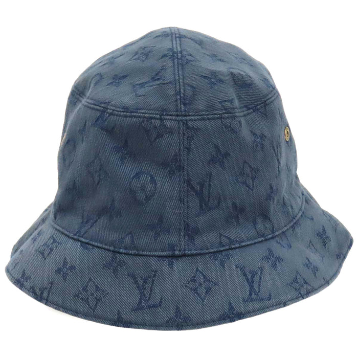 LOUIS VUITTON 
LV Logo Reversible All-Over Print 
Chapeau Monogram Denim Bucket Hat