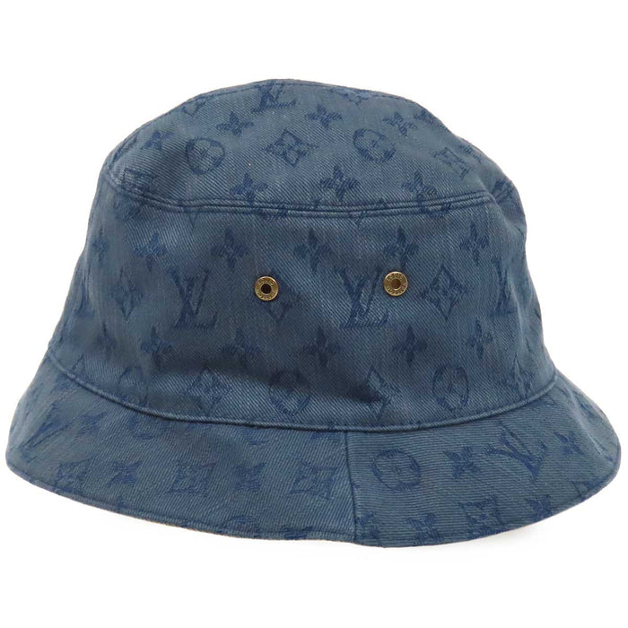 LOUIS VUITTON 
LV Logo Reversible All-Over Print 
Chapeau Monogram Denim Bucket Hat