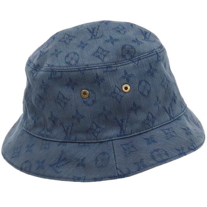 LOUIS VUITTON 
LV Logo Reversible All-Over Print 
Chapeau Monogram Denim Bucket Hat
