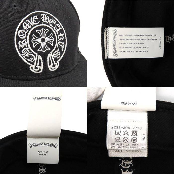 CHROME HEARTS  
CH croce a sfera in lana  
Cappellino da baseball con ricamo a ferro di cavallo