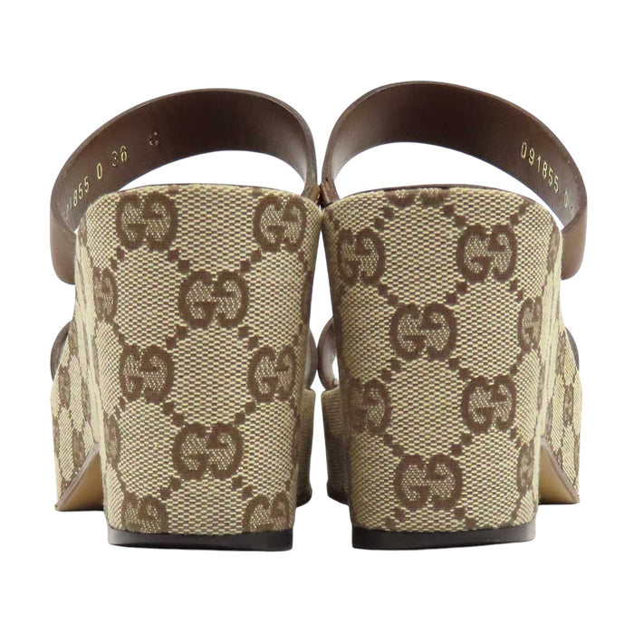 GUCCI 
レザー 総柄 
GGキャンバス プラットフォーム サンダル