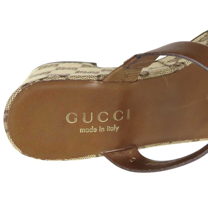 GUCCI 
レザー 総柄 
GGキャンバス プラットフォーム サンダル