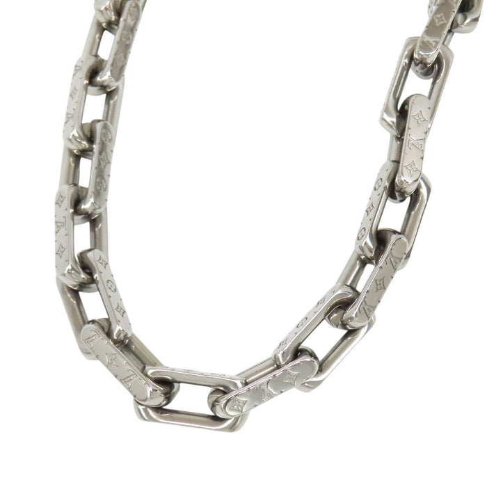 LOUIS VUITTON  
Logo Silver Color Metal  
Monogram Chain Necklace