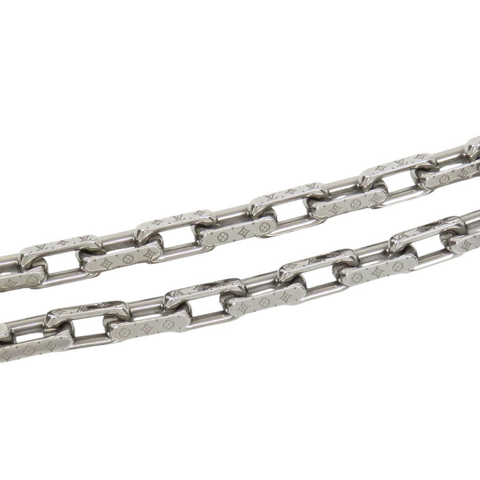 LOUIS VUITTON  
Logo Silver Color Metal  
Monogram Chain Necklace