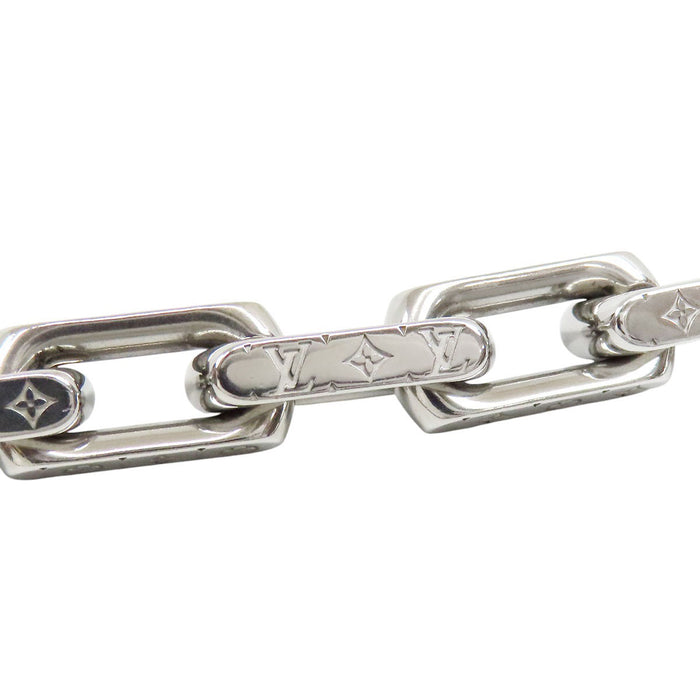 LOUIS VUITTON  
Logo Silver Color Metal  
Monogram Chain Necklace