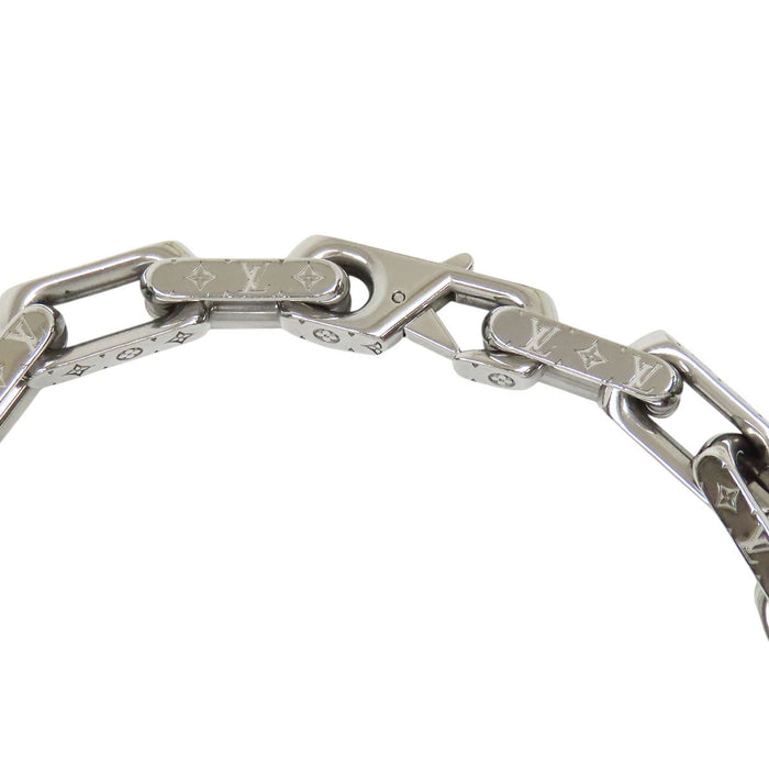 LOUIS VUITTON  
Logo Silver Color Metal  
Monogram Chain Necklace