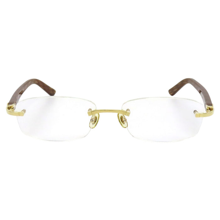 CARTIER 
ロゴ 
リムレス ウッドテンプル アイウェア