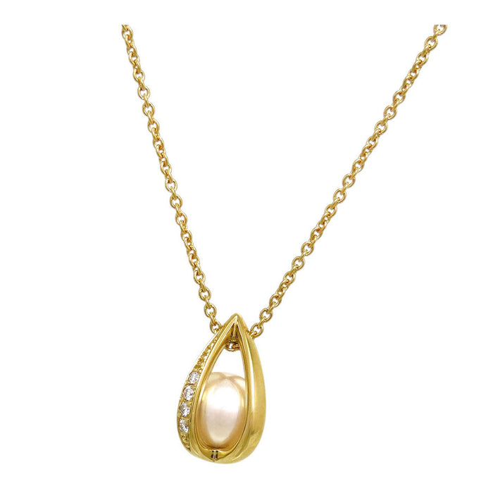 MIKIMOTO  
Akoya Pearl Teardrop Diamond Necklace
