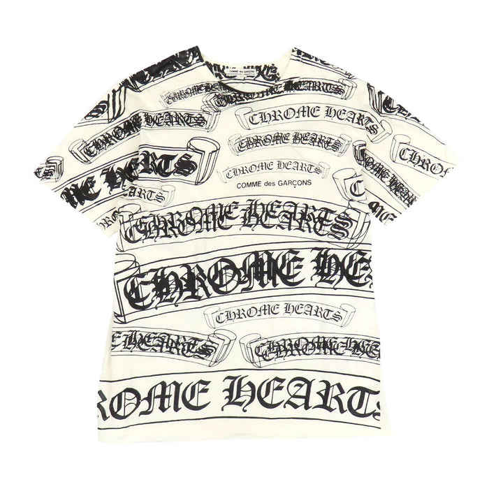 CHROME HEARTS 
CH COMME des GARCONS コラボ 総柄 コットン 
コムデギャルソン スクロールラベル プリント Tシャツ