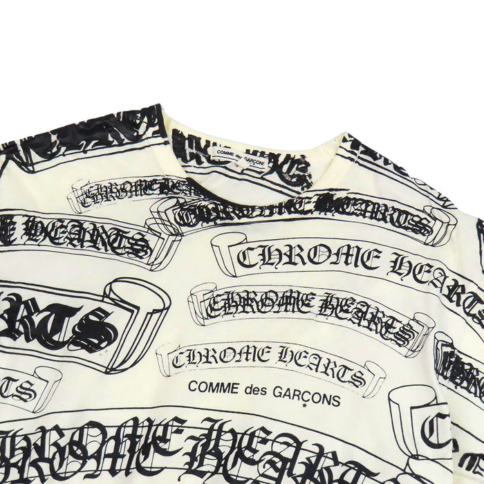 CHROME HEARTS 
CH COMME des GARCONS コラボ 総柄 コットン 
コムデギャルソン スクロールラベル プリント Tシャツ