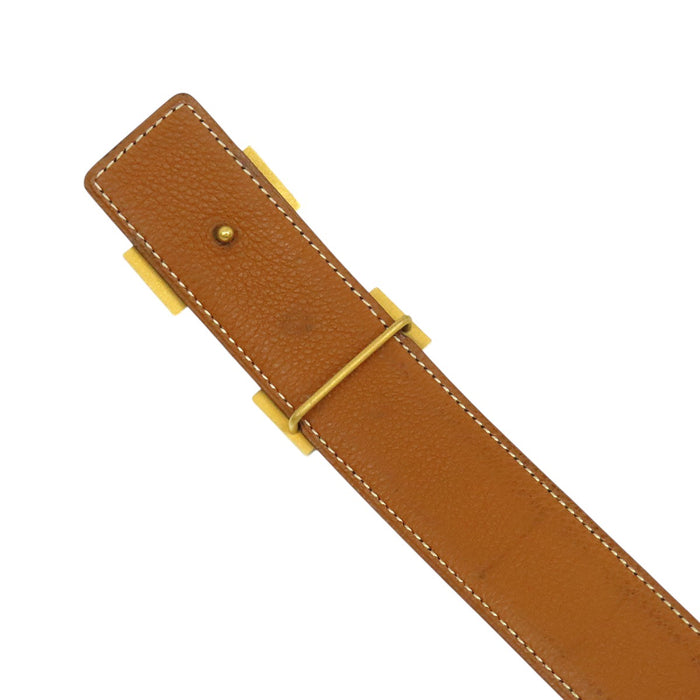 HERMES 
アッシュ □E刻印 ゴールドカラーメタル 
H バックル リバーシブル レザー ベルト 32MM
