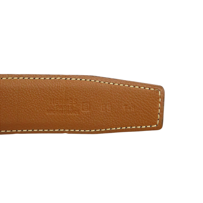 HERMES  
Ash □E Stamp Gold Color Metal  
H Buckle Reversible Leather Belt 32MM