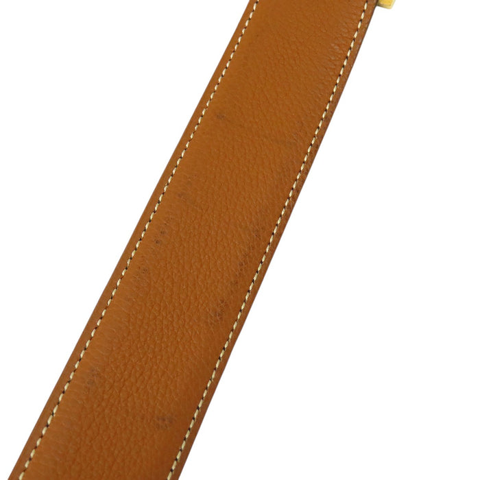 HERMES 
アッシュ □E刻印 ゴールドカラーメタル 
H バックル リバーシブル レザー ベルト 32MM