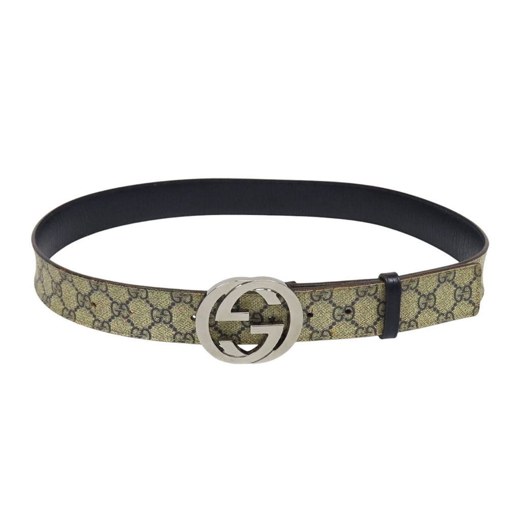 GUCCI グッチ ベルト インターロッキングG GGスプリーム シルバー金具 GUCCI レザー シルバーカラー金具 インターロッキングG バックル GG