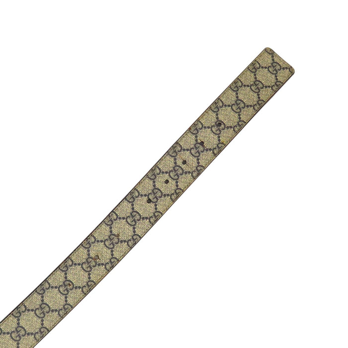 GUCCI 
レザー シルバーカラー金具 
インターロッキングG バックル GGスプリーム ベルト