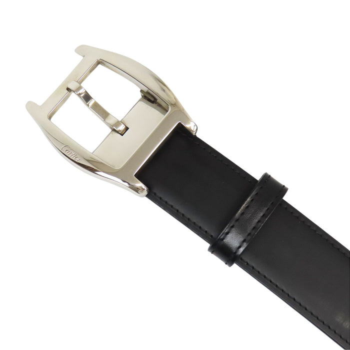 CARTIER 
ロゴ レザー シルバーカラーメタル 
トーチュ ベルト