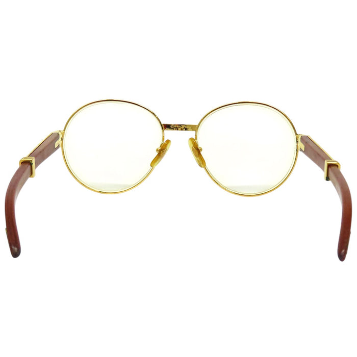 CARTIER 
メタルフレーム 
トリニティ ウッド テンプル アイウェア 度入り