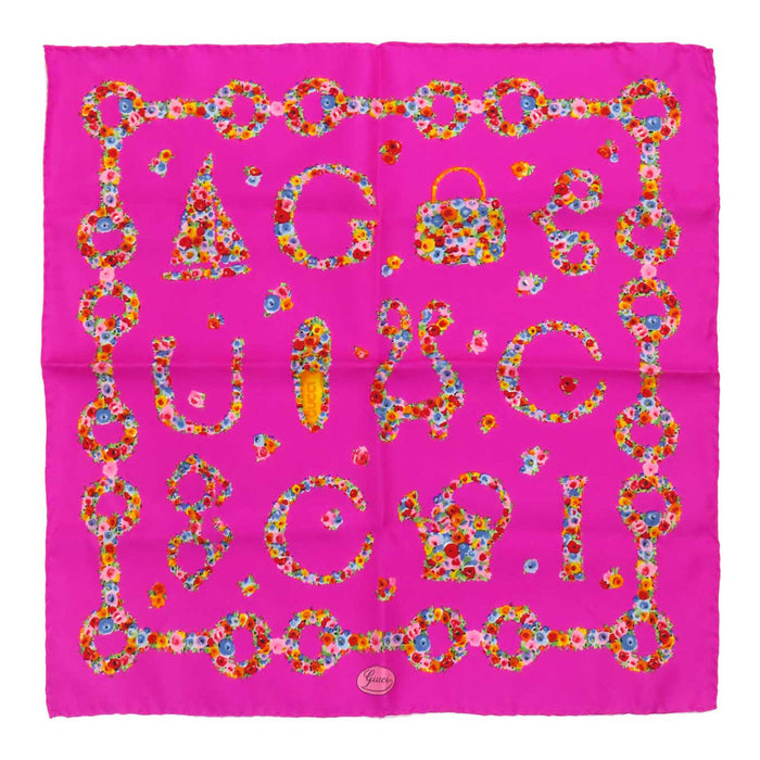 GUCCI 
フラワー シルク 
フローラ ロゴ ミニ スカーフ