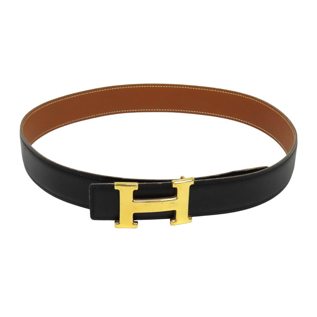 HERMES □B刻印 H バックル アッシュ ゴールドカラーメタル コン