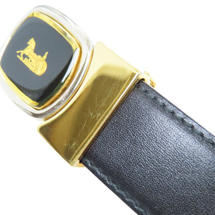 CELINE 
レザー ホースキャリッジ ゴールドカラー金具 
馬車 バックル ベルト