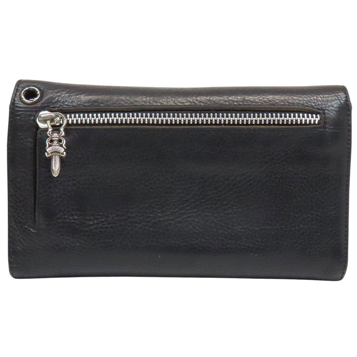CHROME HEARTS CH WAVE CROSS BTN Dagger Zip Crossball Silver Wave Cross Button Wallet