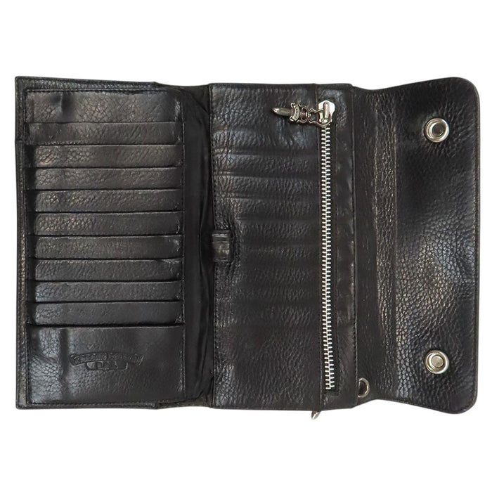CHROME HEARTS CH WAVE CROSS BTN Dagger Zip Crossball Silver Wave Cross Button Wallet