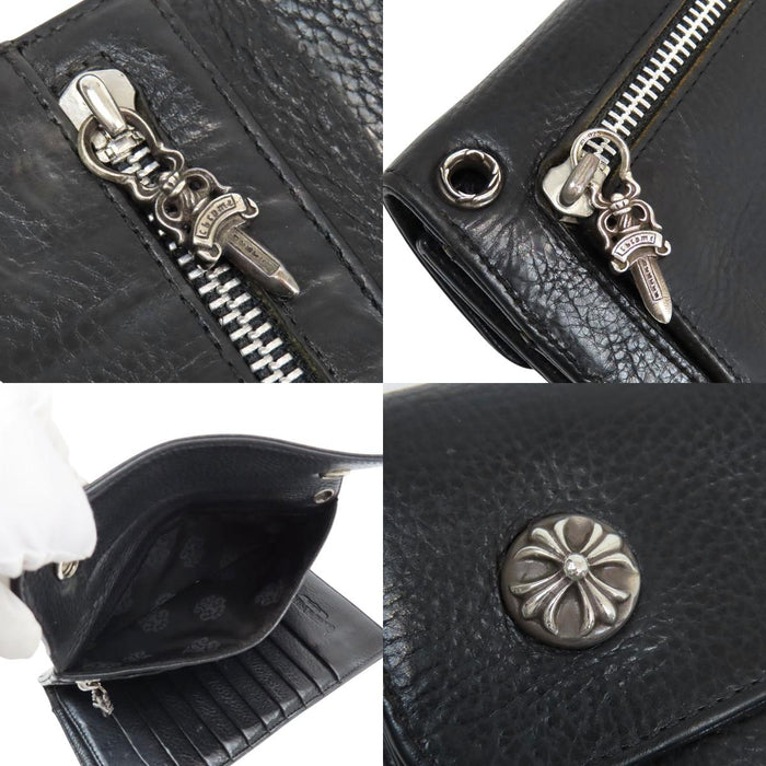 CHROME HEARTS CH WAVE CROSS BTN Dagger Zip Crossball Silver Wave Cross Button Wallet