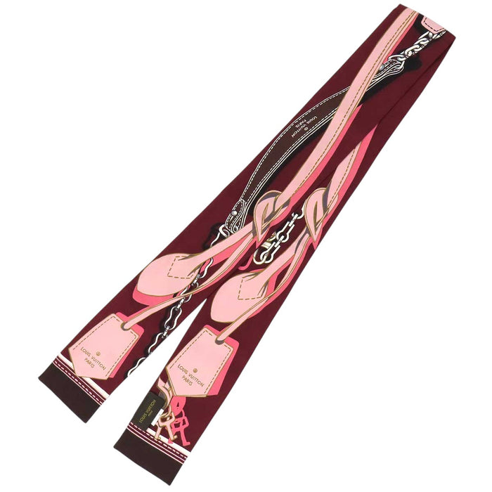 LOUIS VUITTON 
LV ロゴ シルク チェーン柄 パドロック柄 レザーストラップ柄 
バンドー バッグ アクセサリー モチーフ スカーフ