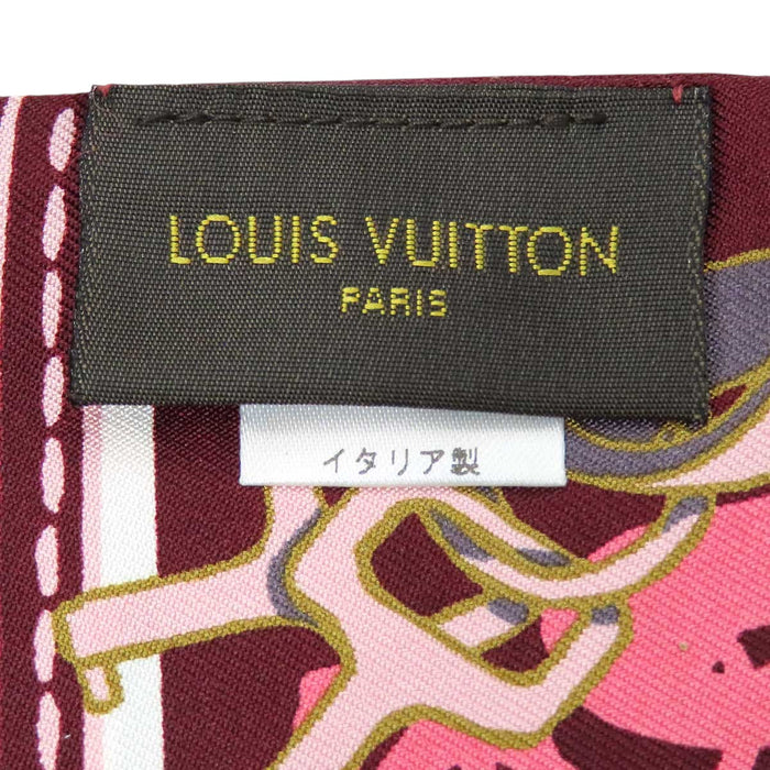 LOUIS VUITTON  
LV logo silk chain pattern, padlock pattern, leather strap pattern  
Bandeau bag accessory motif scarf