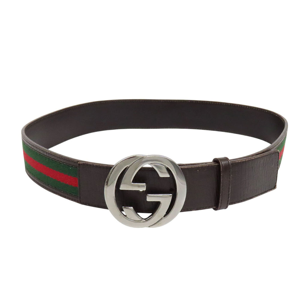 GUCCI GG レザー ウェブストライプ シルバーカラー金具 インター