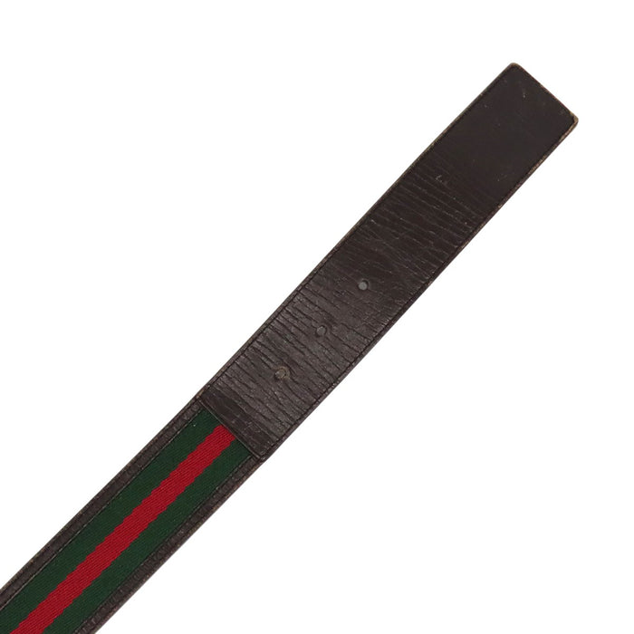 GUCCI 
GG レザー ウェブストライプ シルバーカラー金具 
インターロッキングG シェリーライン ベルト