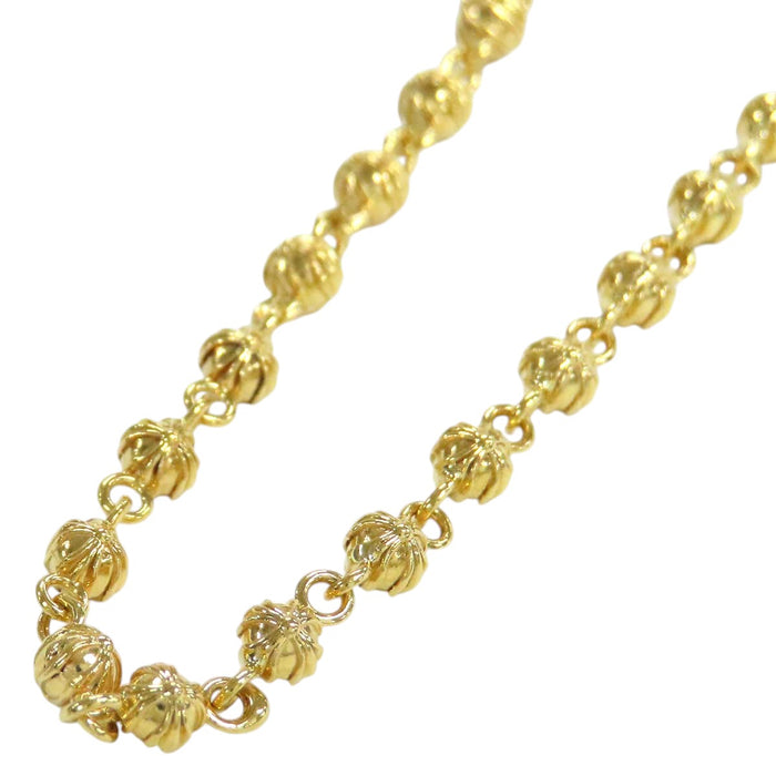 CHROME HEARTS  
CH TNY BEADED CHN Yellow Gold 2001 Engraving  
Mini Cross Ball Chain Necklace 22K 18 inches