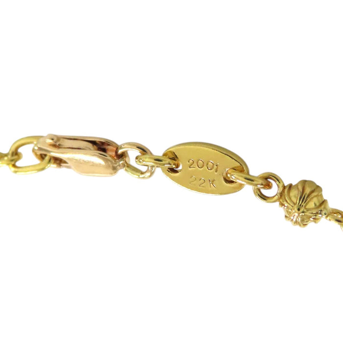CHROME HEARTS  
CH TNY BEADED CHN Oro giallo con incisione 2001  
Collana con mini croce a palline, 22K, 18 pollici