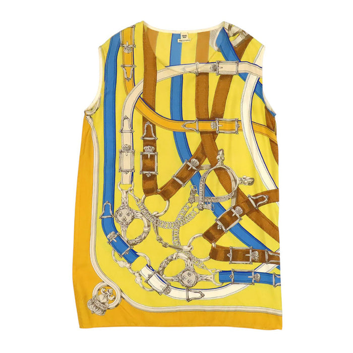 HERMES 
総柄 シルク カヴァル カドゥール ノースリーブ 
CAVAL CADOUR チュニック