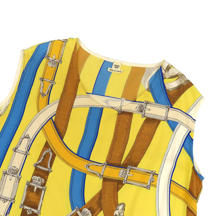 HERMES 
総柄 シルク カヴァル カドゥール ノースリーブ 
CAVAL CADOUR チュニック