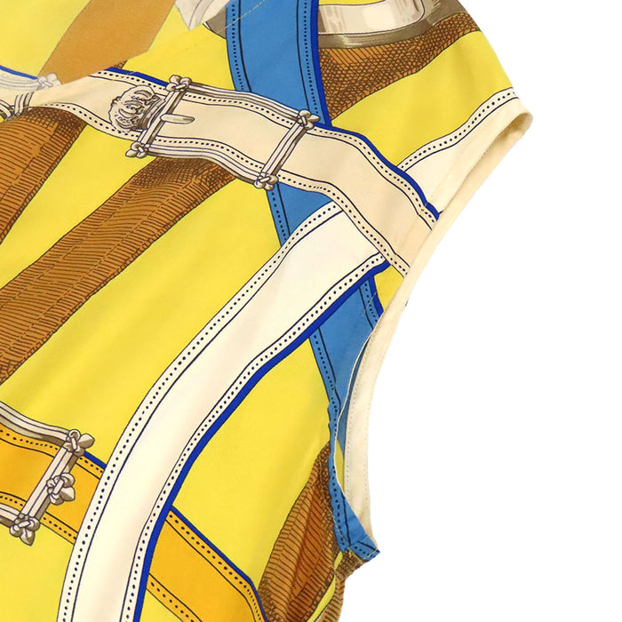 HERMES 
総柄 シルク カヴァル カドゥール ノースリーブ 
CAVAL CADOUR チュニック